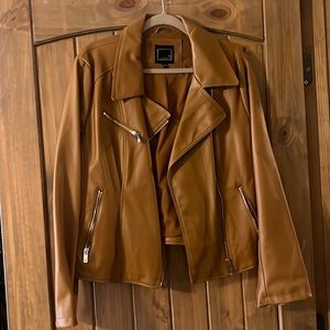 Camel faux-leather jacket